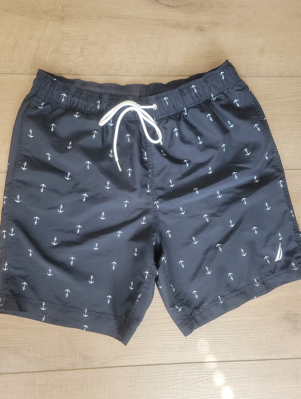 Nautica Men's Navy Anchor Swim Trunks Small Quick-Dry Nautical Beach Shorts Smal